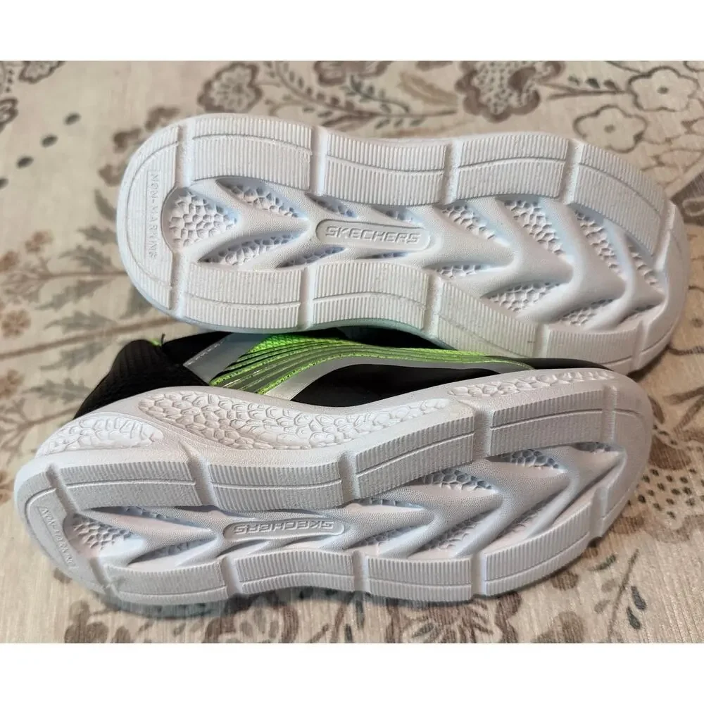 Skechers S Sport Kids Myles Light Up Sneakers Neon Green Black Size 12 NEW